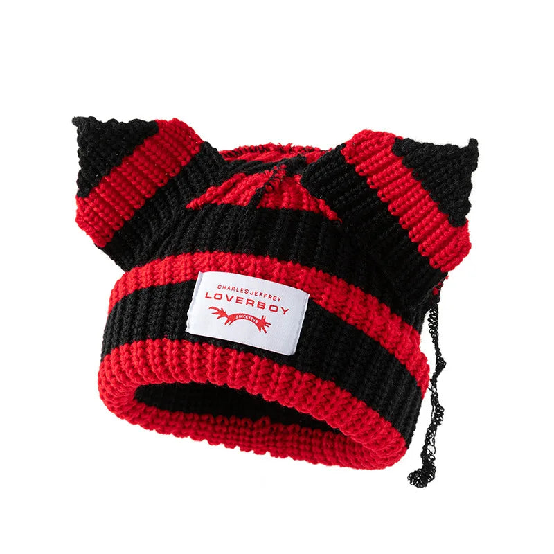 Y2K Cute Ear Warm Knit Bucket Hat