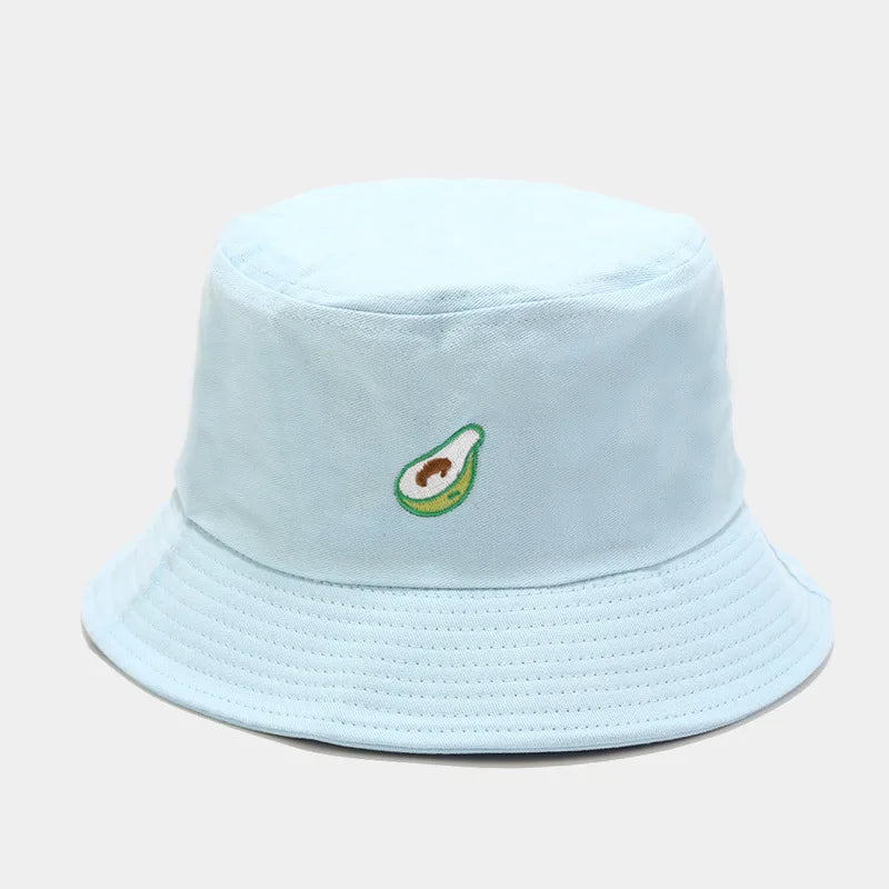 Cartoon Fruit Embroidered Cotton Bucket Hat
