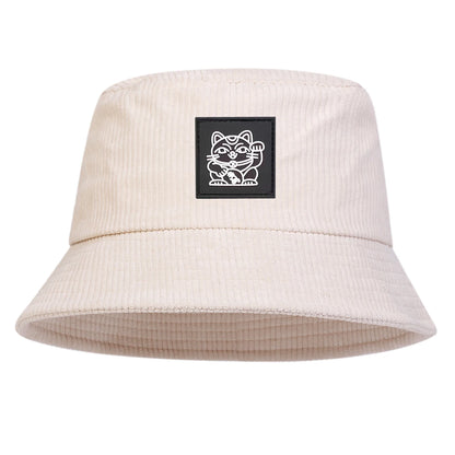 Lucky Cat Corduroy Bucket Hat