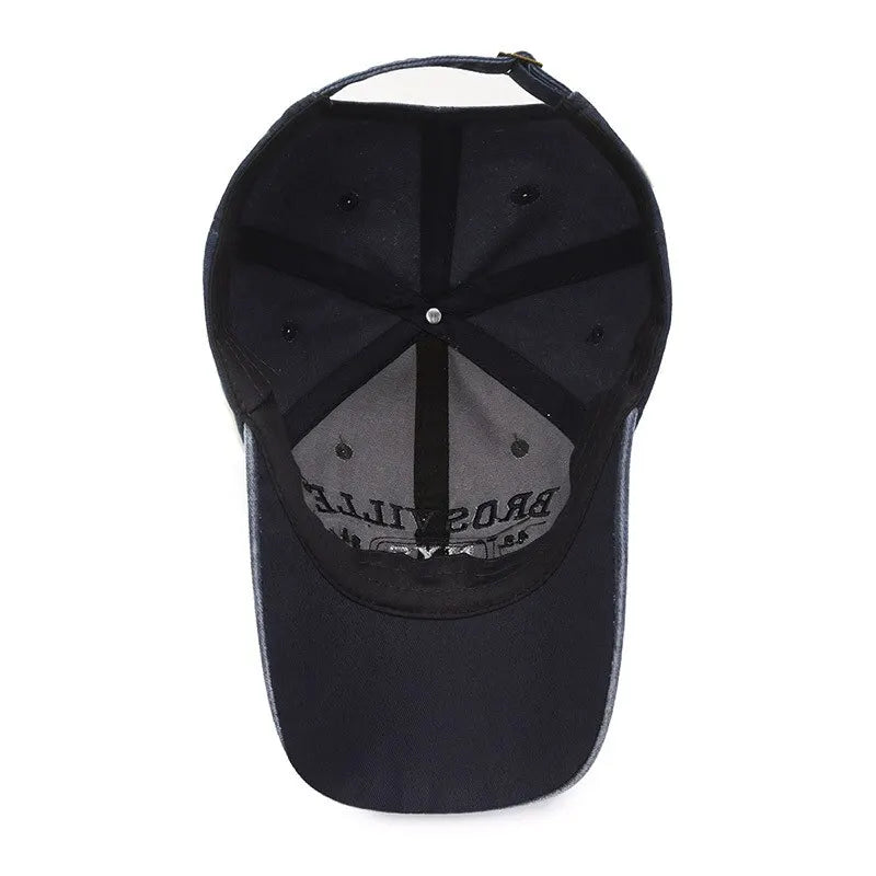 Distressed Washed Cotton Letter Baseball Cap