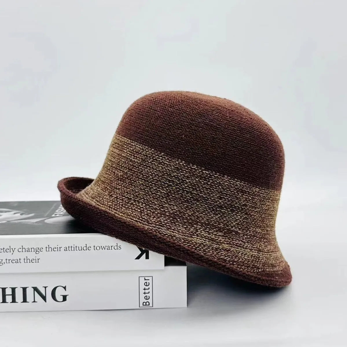 Elegant Curled Top Knitted Bucket Hat