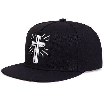Jesus Cross Embroidered Cotton Snapback Baseball Hat