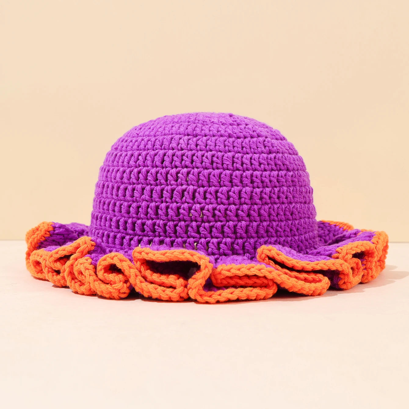 Multicolor Ruffle Knitted Wool Bucket Hat