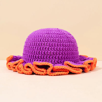 Multicolor Ruffle Knitted Wool Bucket Hat