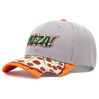 Pizza Embroidered Flat Brimmed Baseball Hat