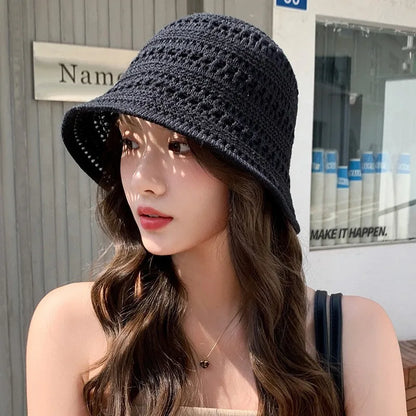 Handmade Crochet Floppy Hollow Summer Bucket Hat