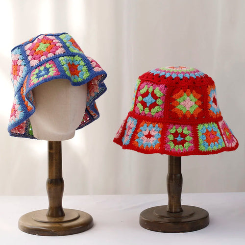Colorful Crochet Woolen Knitted Bucket Hat
