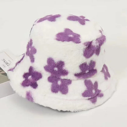 Women’s Floral Faux Fur Winter Bucket Hat