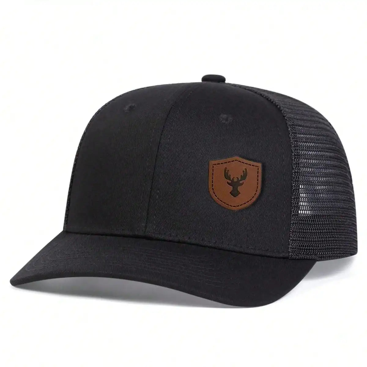 Unisex Deer Antlers Leather Label Baseball Net Caps
