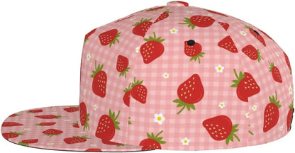 Cute Strawberry Flat Brim Snapback Cap