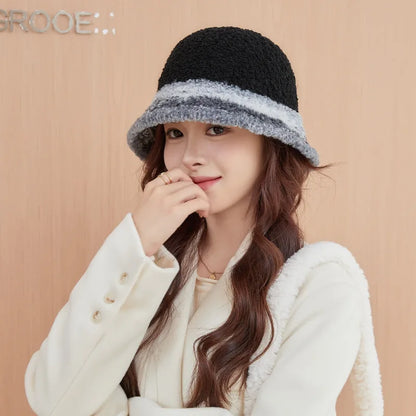Plush Patchwork Winter Bucket Hat