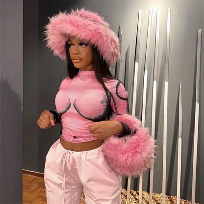 Oversized Fluffy Y2K Winter Bucket Hat