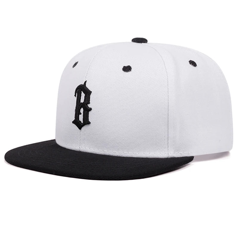 B Gothic Embroidered Flat Brim Baseball Cap