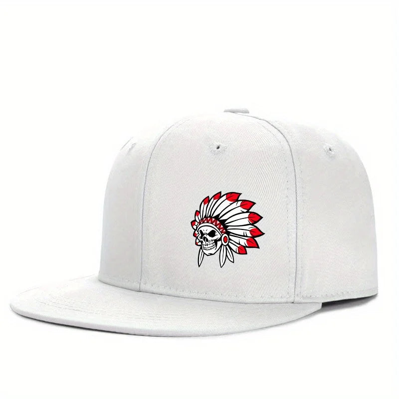 Native American Skull Headdress Outdoor Snapback Cap
