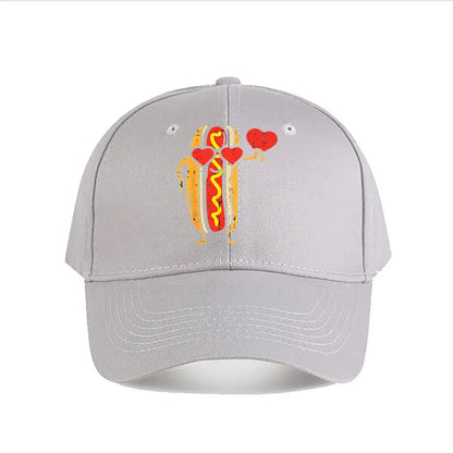 Distressed Hot Dog Heart Valentine Baseball Cap