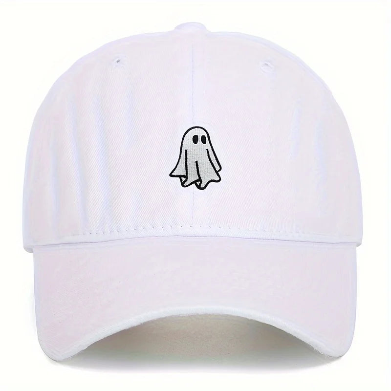 Ghost Pattern Embroidered Brim Halloween Cap