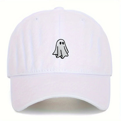 Ghost Pattern Embroidered Brim Halloween Cap