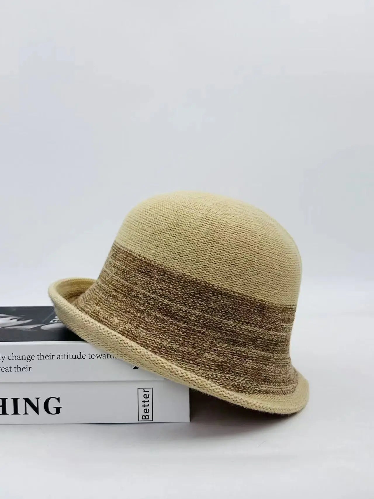 Elegant Curled Top Knitted Bucket Hat