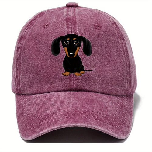 Dachshund Print Retro Washed Baseball Cap