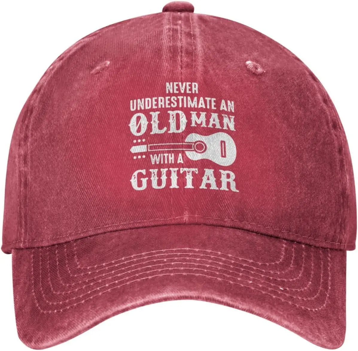 Never Underestimate Old Man With Guitar Baseball Cap