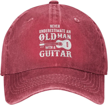 Never Underestimate Old Man With Guitar Baseball Cap
