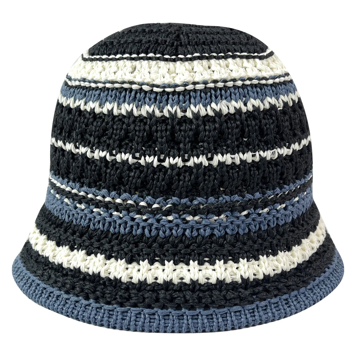 Womens Colorful Striped Knitted Travel Bucket Hat