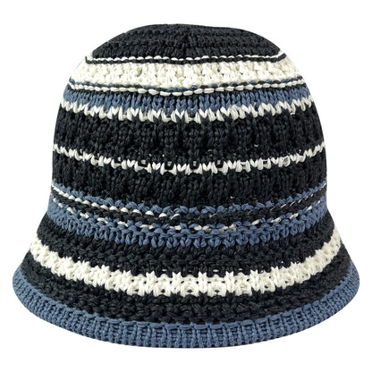 Womens Colorful Striped Knitted Travel Bucket Hat