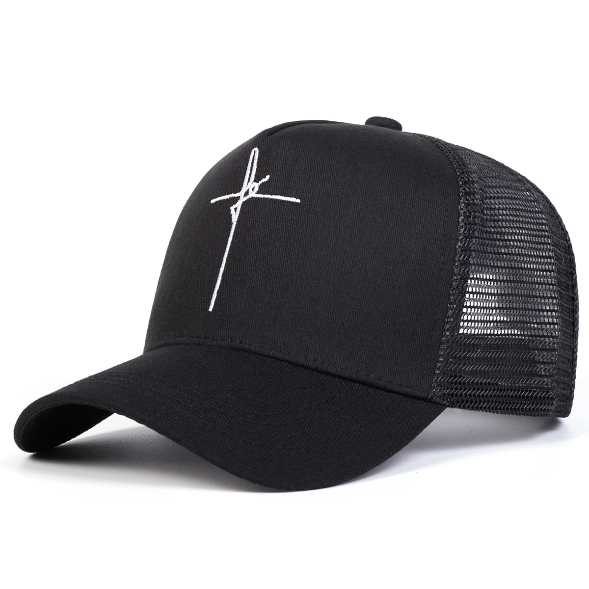 Unisex Cross Embroidery Baseball Net Caps