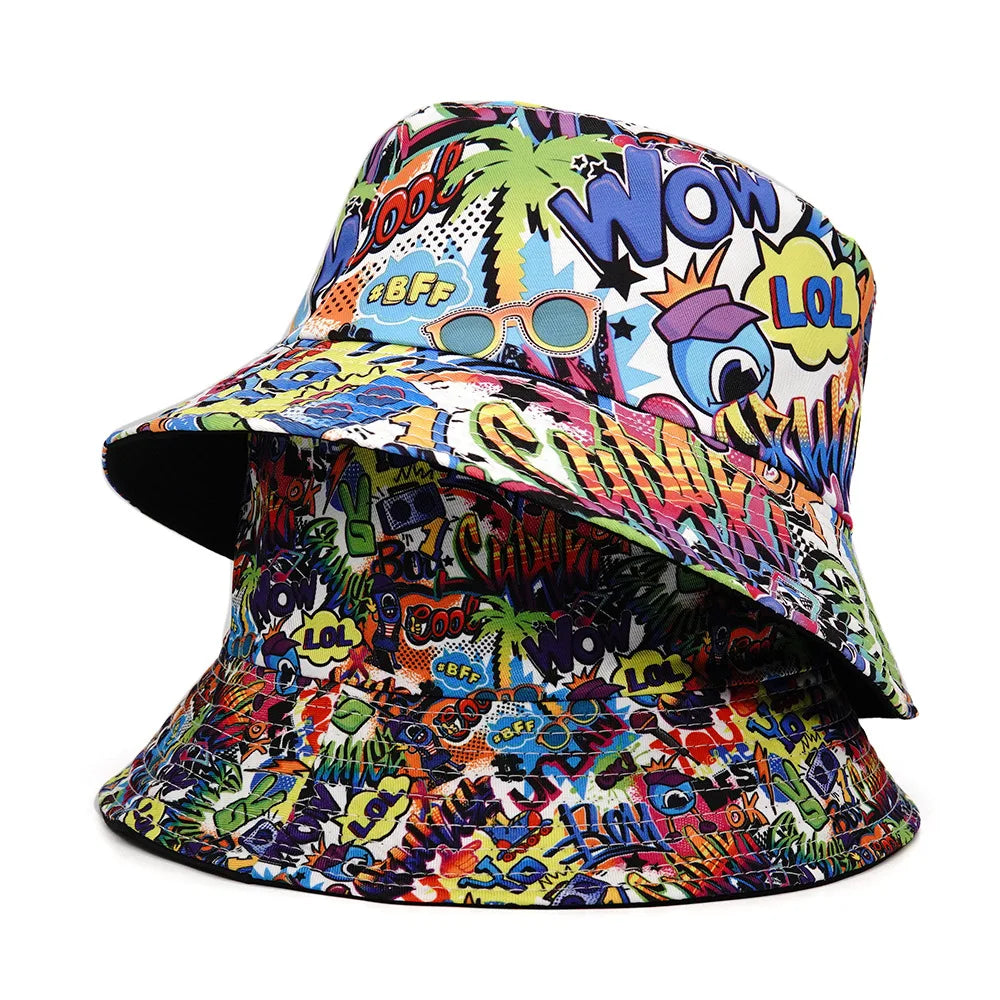 Graffiti Letter Print Bucket Hat