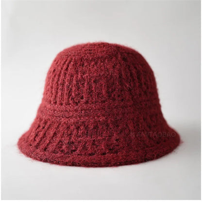 Hollow Knit Winter Bucket Hat