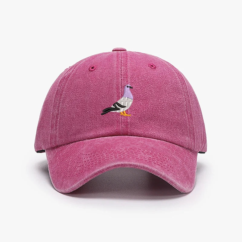 Embroidered Pigeon Vintage Washed Spring Baseball Cap