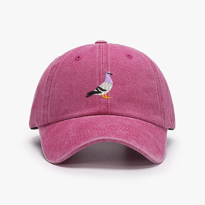 Embroidered Pigeon Vintage Washed Spring Baseball Cap