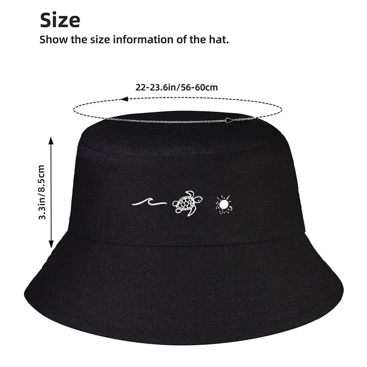 Wave Turtle Graphic Coastal Ocean Theme Bucket Hat