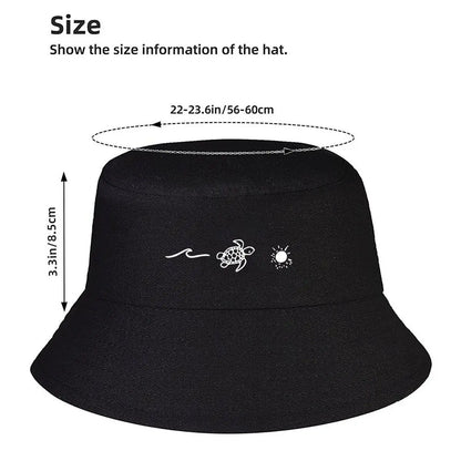 Wave Turtle Graphic Coastal Ocean Theme Bucket Hat