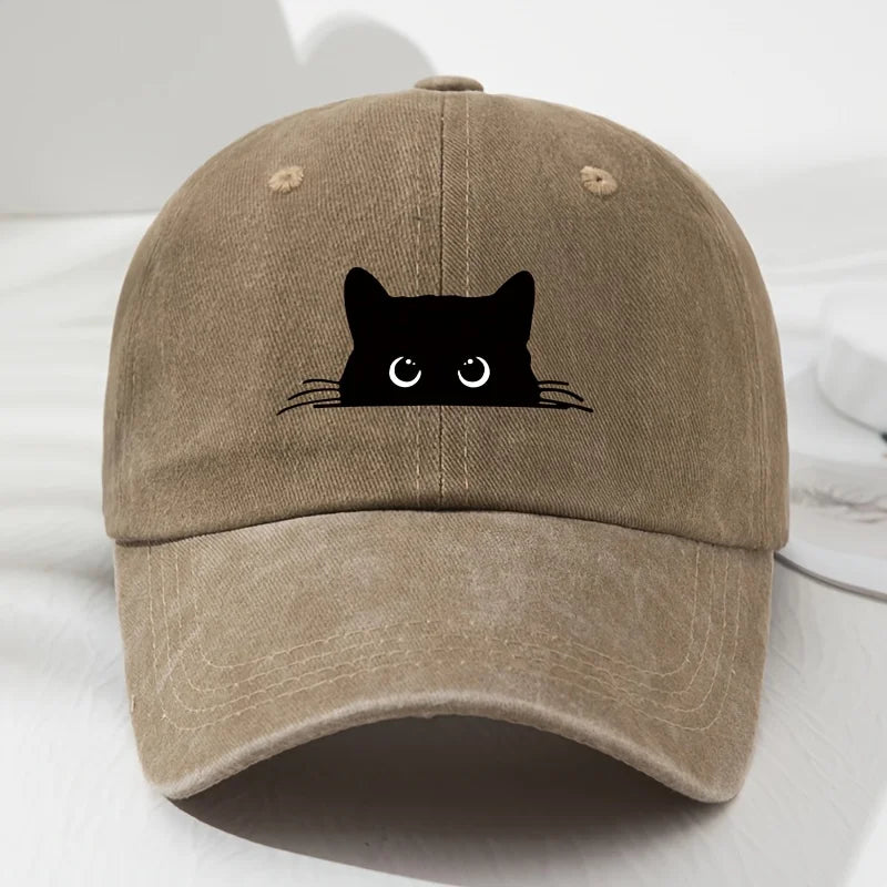 Retro Black Cat Print Baseball Cap