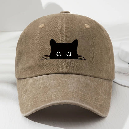 Retro Black Cat Print Baseball Cap