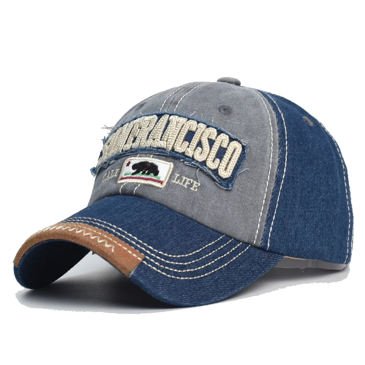 Trendy Distressed Cotton Embroidered Adjustable Baseball Cap