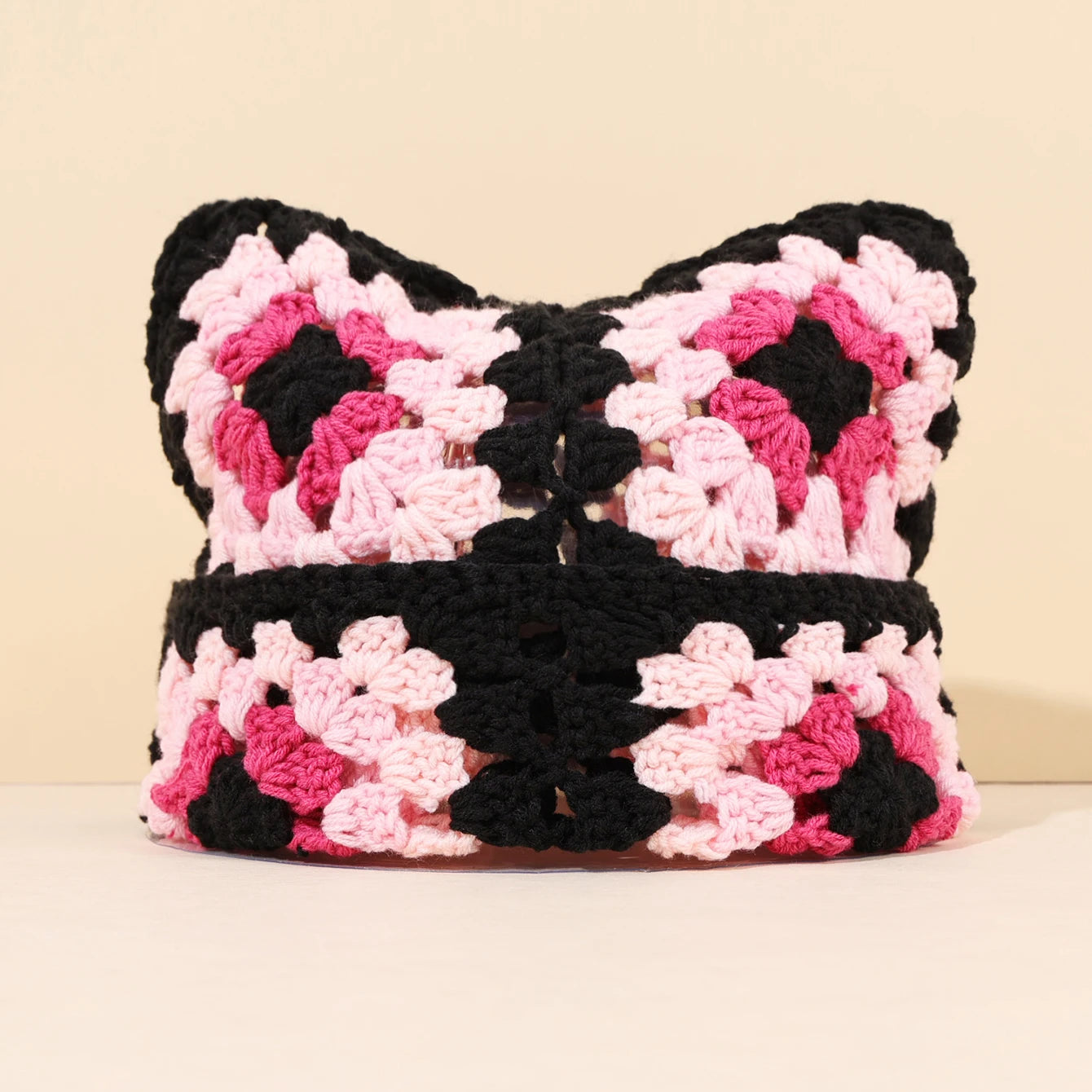 Cute Cat Ear Crochet Bucket Hat