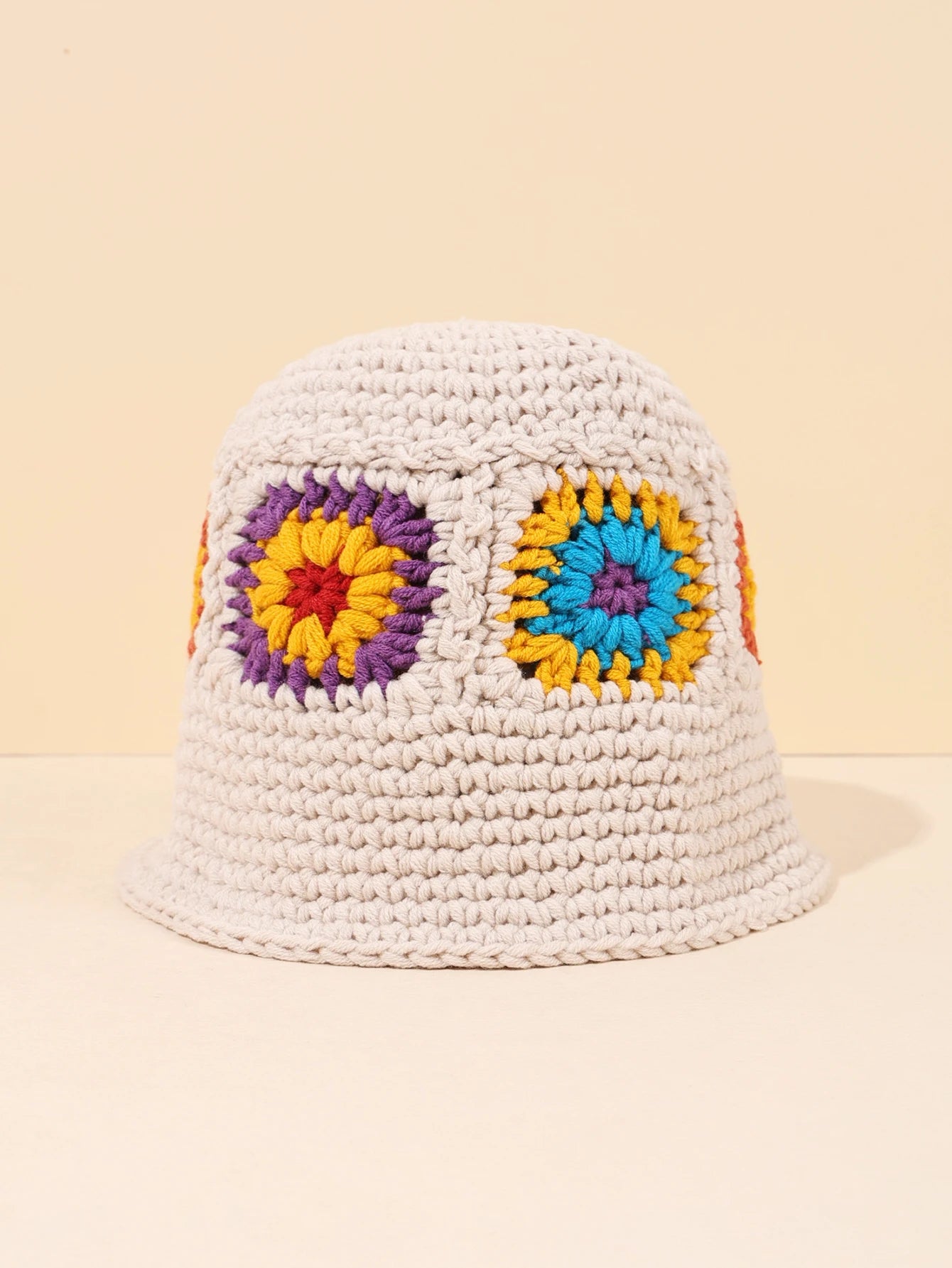 Retro Hollow Flower Knit Bucket Hat