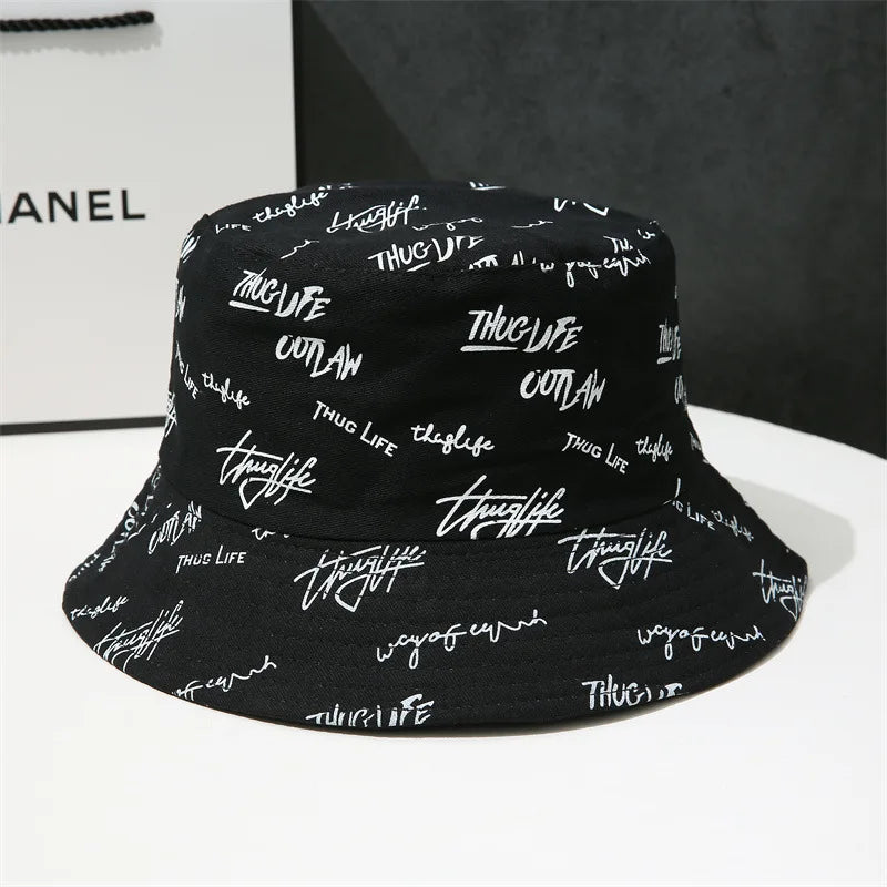 Unisex Double Sided Graffiti Embroidered Bucket Hat