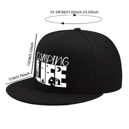 Camping Life Outdoor Adventure Flat Brim Snapback Cap