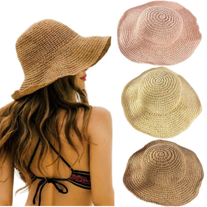 Japanese Korean Straw Woven Summer Bucket Hat