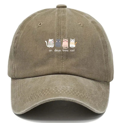 Kittens Vintage Washed Cotton Cute Streetwear Baseball Cap