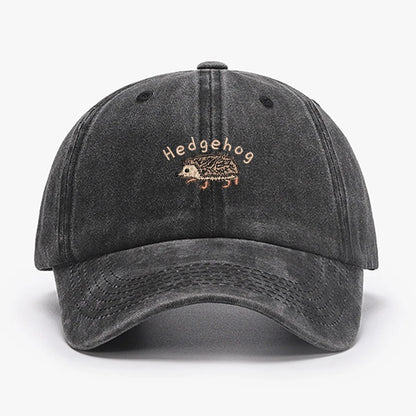 Mini Hedgehog Embroidery Vintage Cotton Baseball Cap