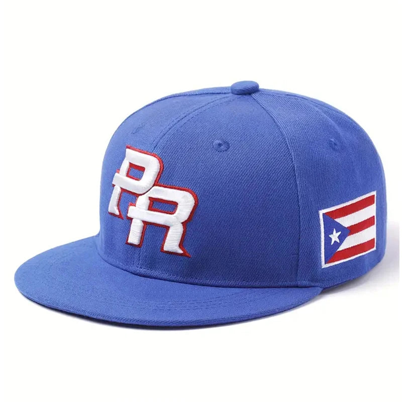 PR Side Flag Embroidered Flat Snapback Cap