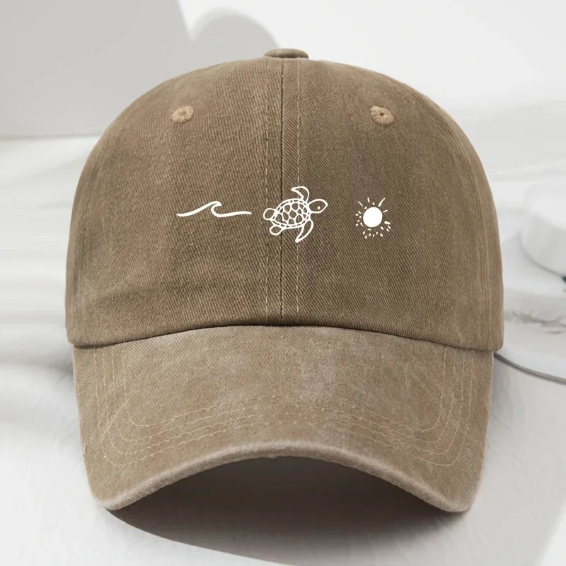 Vintage Turtle Print Duckbill Baseball Cap