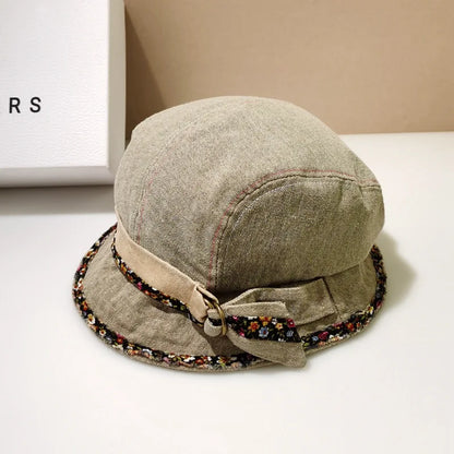 Niche Denim Lace Short Brim Bucket Hat
