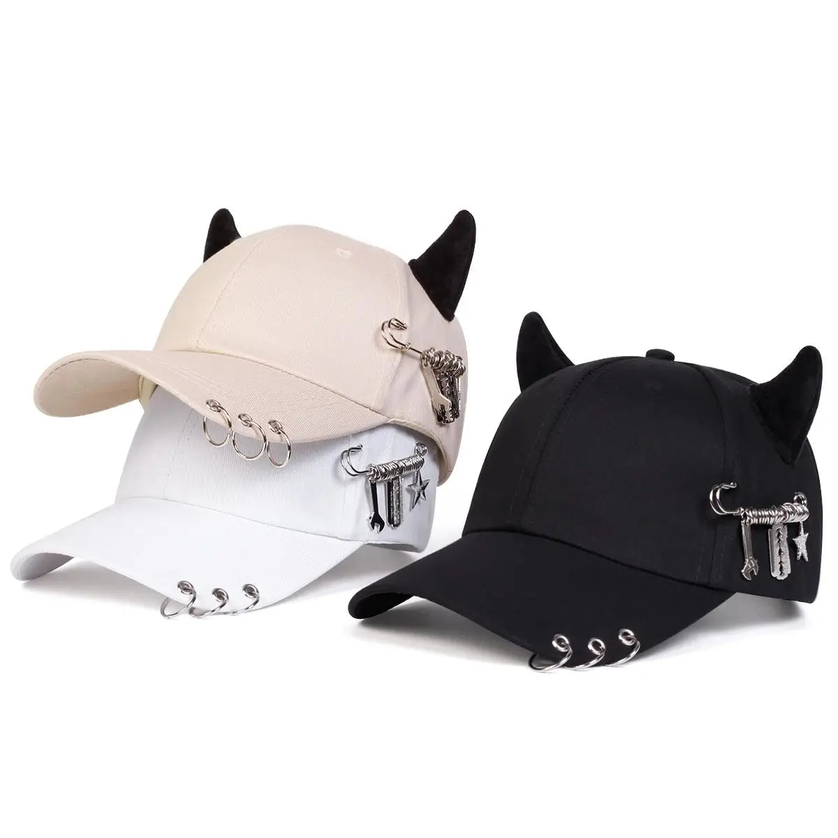 Cow Horn Iron Ring Baseball Cap