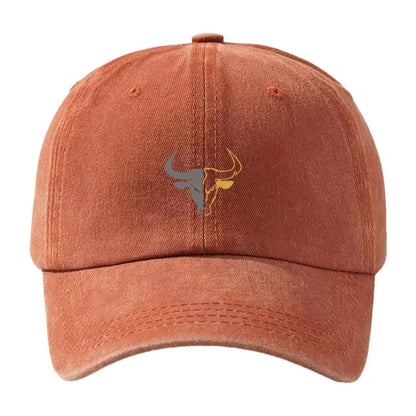 Washed Cotton Bull Head Printed Adjustable Baseball Cap