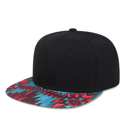 Colorful Flower Pattern Straight Brim Snapback Baseball Hat